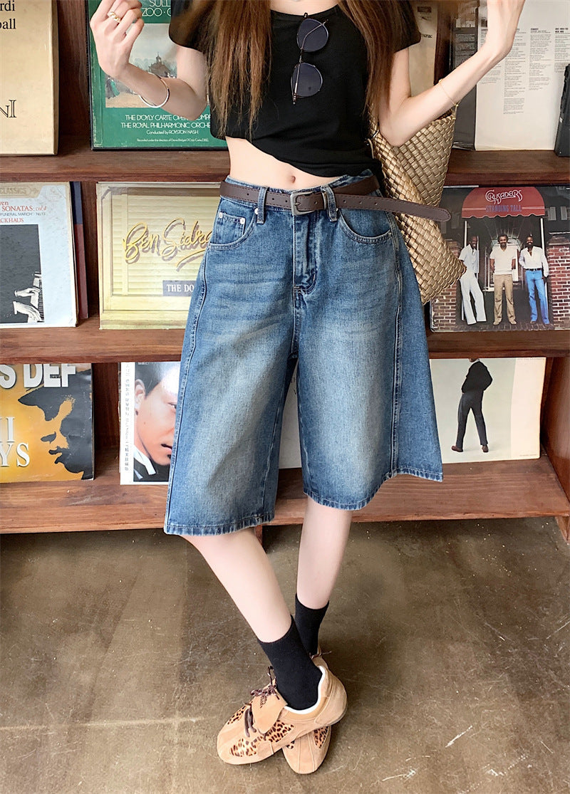 Damen weite Denim-Shorts im modernen Design mit praktischen Taschen Drune