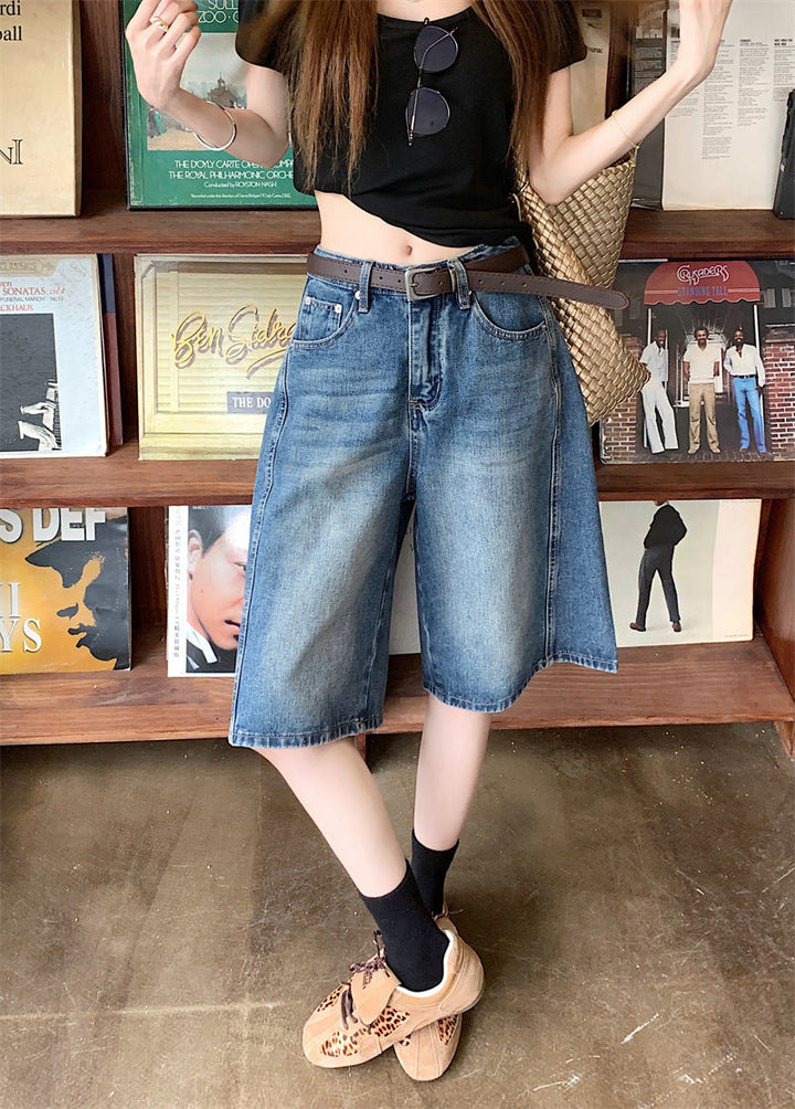 Damen weite Denim-Shorts im modernen Design mit praktischen Taschen Drune