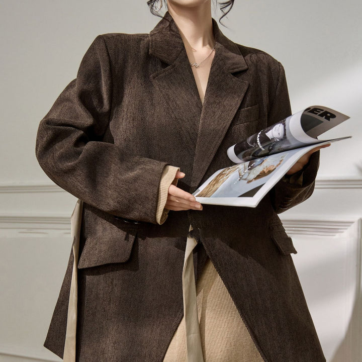 Damen Eleganter und vielseitiger Blazer mit Taillengürtel Drune
