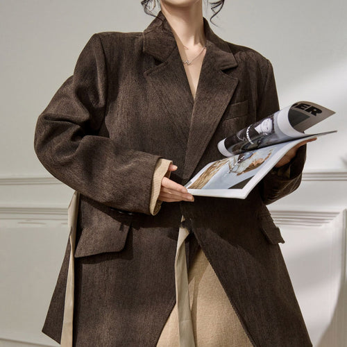 Damen Eleganter und vielseitiger Blazer mit Taillengürtel Drune