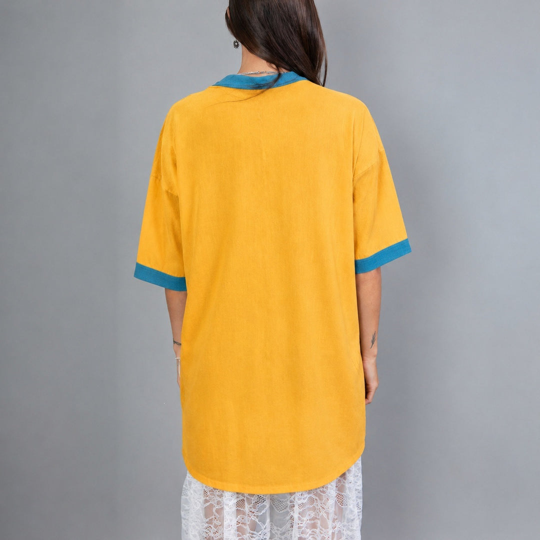 Damen oversized Polo-Tunika mit Kontrastkragen und aufgesetzten Brusttaschen Drune