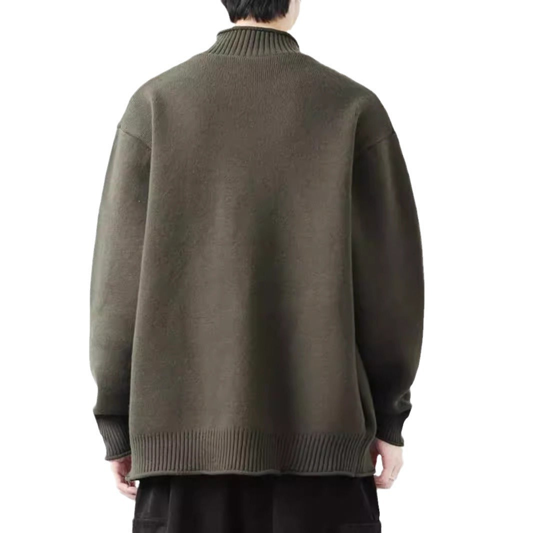 Herren Trendige Strickjacke mit hohen Kragen und Reißverschluss Drune