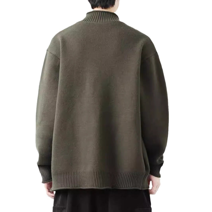 Herren Trendige Strickjacke mit hohen Kragen und Reißverschluss Drune