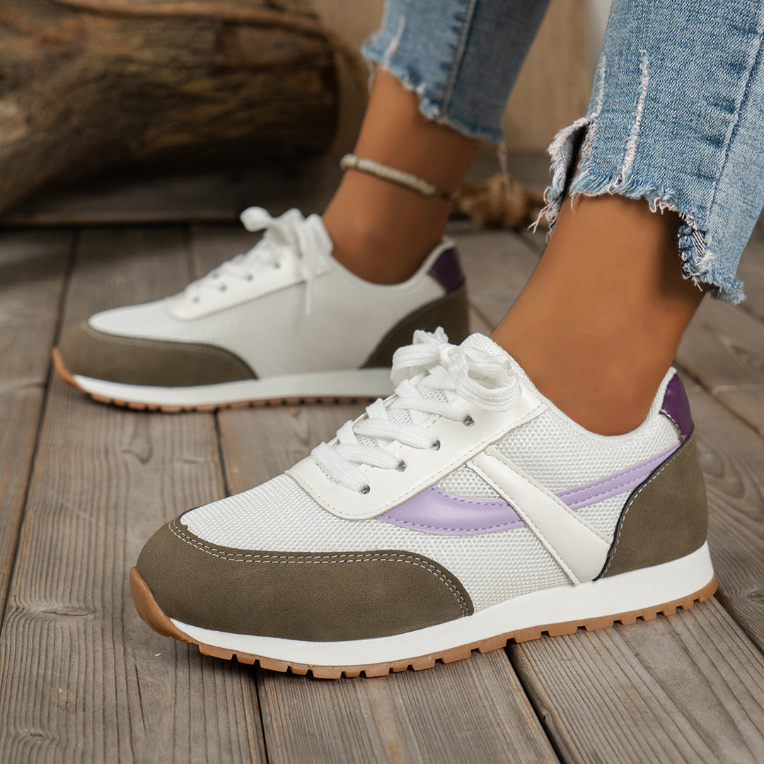 Damen  leichte Retro-Lauf-Sneaker mit verstärkter Zehenkappe, atmungsaktivem Mesh-Obermaterial und profilierter Gummilaufsohle Drune