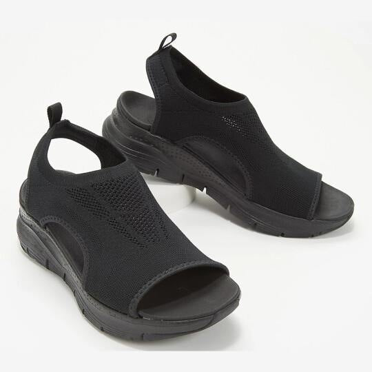 Damen Sportive Strick-Slingback Sandalen mit Chunky-Sohle Drune