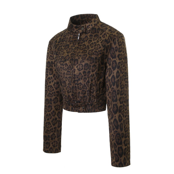 Damen Stilvolle Kurzjacke im Leopardenmuster Drune
