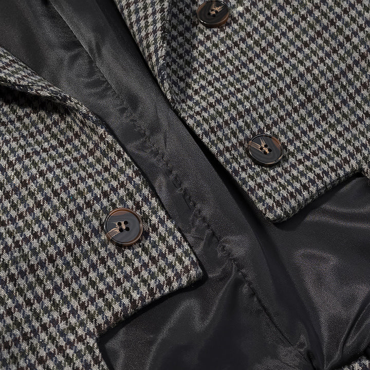 Damen Hahnentritt-Blazer mit Schwalbenschwanz-Detail und taillierter Silhouette Drune