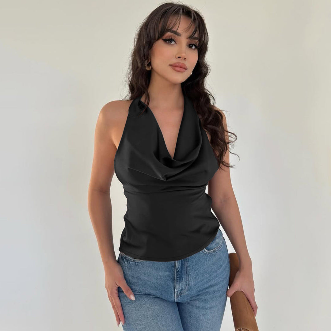 Damen Elegantes Open-Back Top mit langem Rückenausschnitt Drune