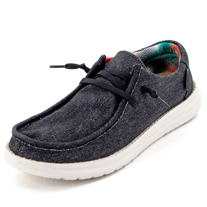 Herren Legerer Canvas-Mokassin-Slipper mit geflochtener Schnürung und gefleckter EVA-Sohle Drune