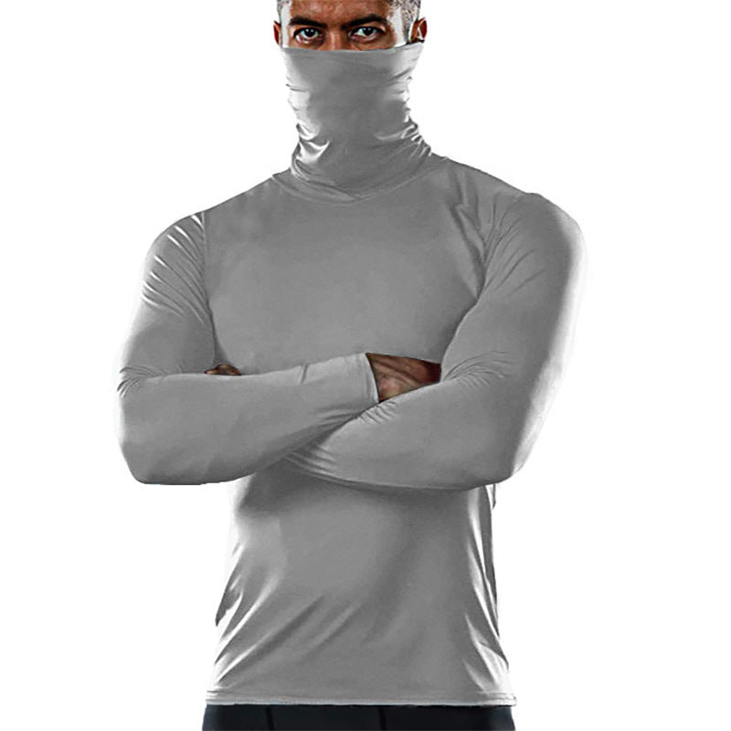 Herren funktionales Langarmshirt mit hohem Kragen und feuchtigkeitsregulierendem Material Drune