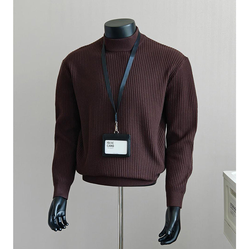 Herren Modischer Grobstrickpullover mit Stehkragen Drune