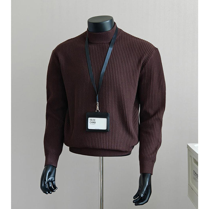 Herren Modischer Grobstrickpullover mit Stehkragen Drune