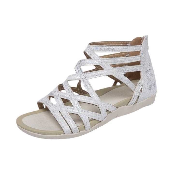 Damen Römersandalen mit Zipper, geflochtenem Cut-Out-Obermaterial und gepolsterter Komfortsohle Drune