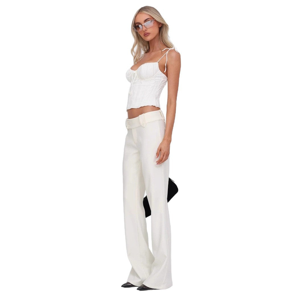 Damen Raffinierte Crop Top mit Bindebändern Drune