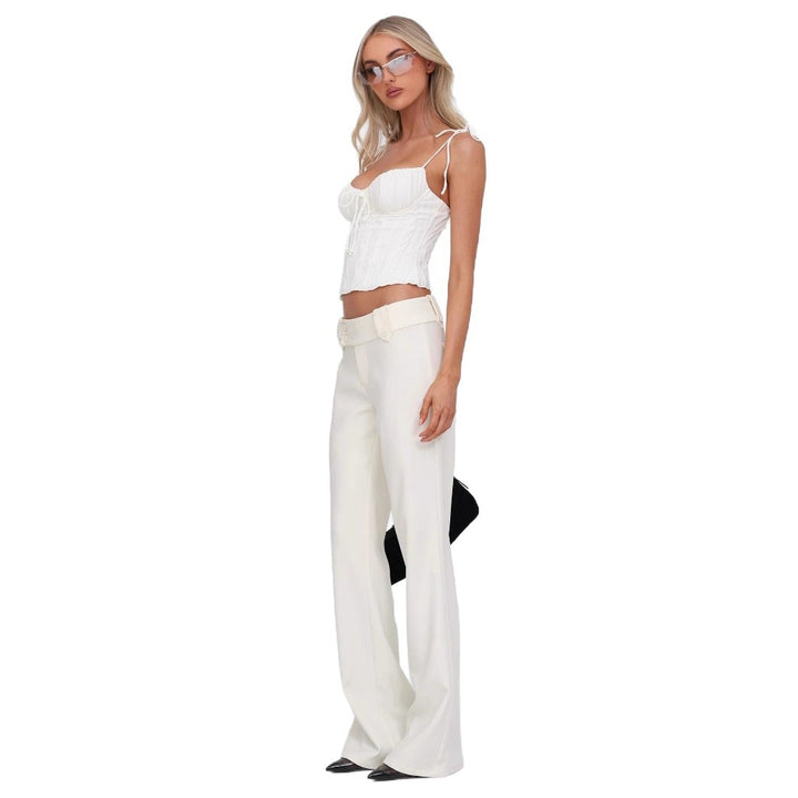Damen Raffinierte Crop Top mit Bindebändern Drune