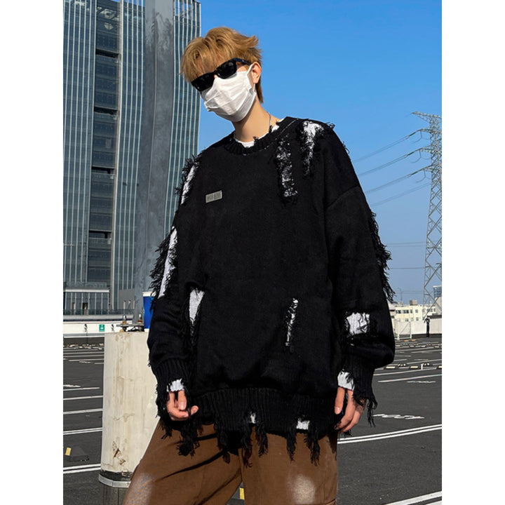 Herren Lässiger Grobstrickpullover mit distressed Optik Drune