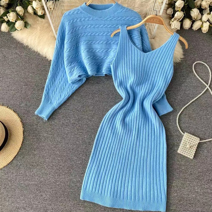 Damen Strickkleid- und Pullover-Set Drune