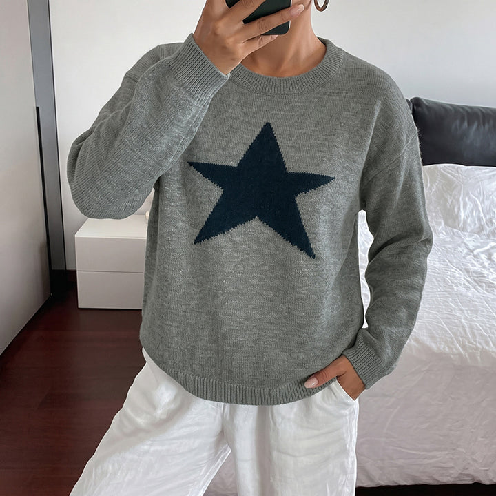 Damen Relaxed-Strickpullover mit Stern-Intarsie, Rundhalsausschnitt & lässigem Sitz Drune