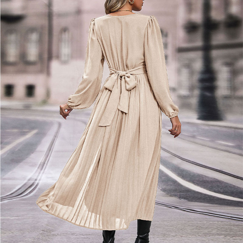 Damen Fließendes Maxikleid mit asymmetrischem Saum und V-Ausschnitt Drune