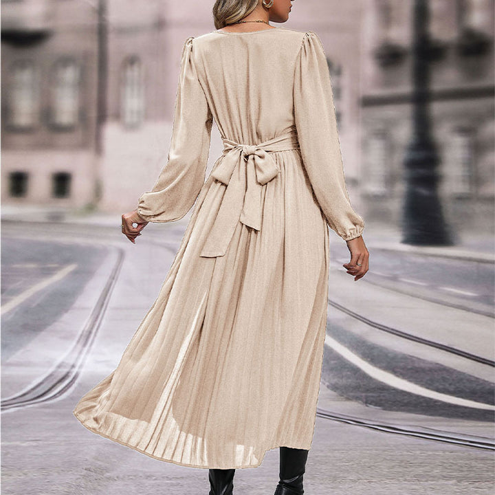 Damen Fließendes Maxikleid mit asymmetrischem Saum und V-Ausschnitt Drune