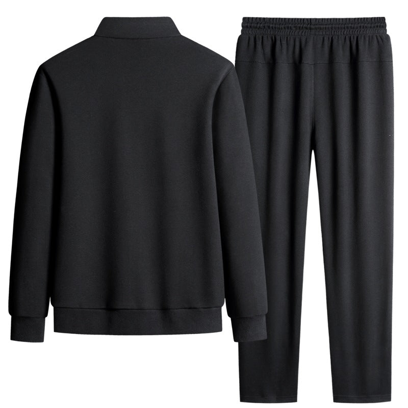 Herren Modernes Freizeit-Trainingsset aus Thermofleece mit Stehkragen‑Zipjacke & konischer Jogginghose Drune