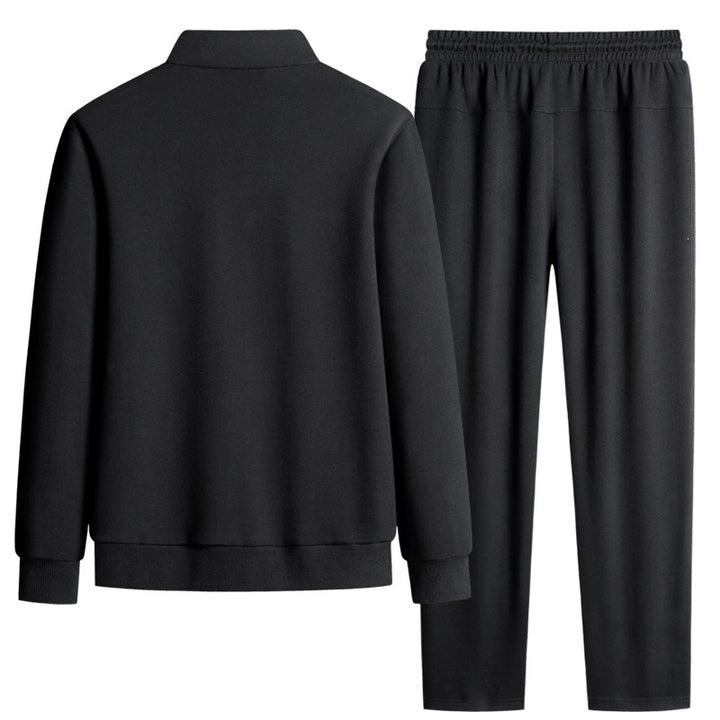 Herren Modernes Freizeit-Trainingsset aus Thermofleece mit Stehkragen‑Zipjacke & konischer Jogginghose Drune