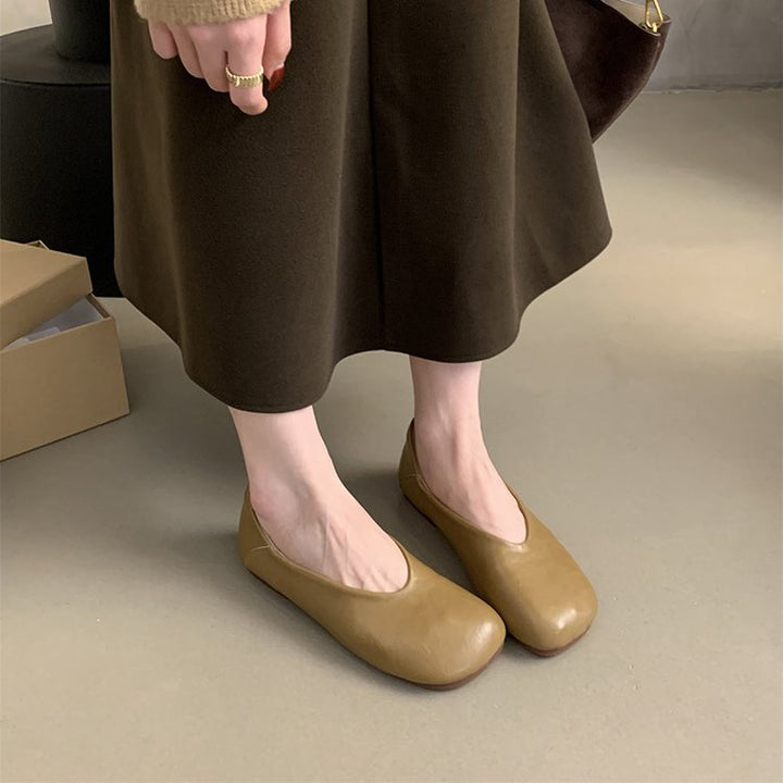 Damen Ballerina-Pantoletten mit weichem Leder und bequemem Fußbett Drune