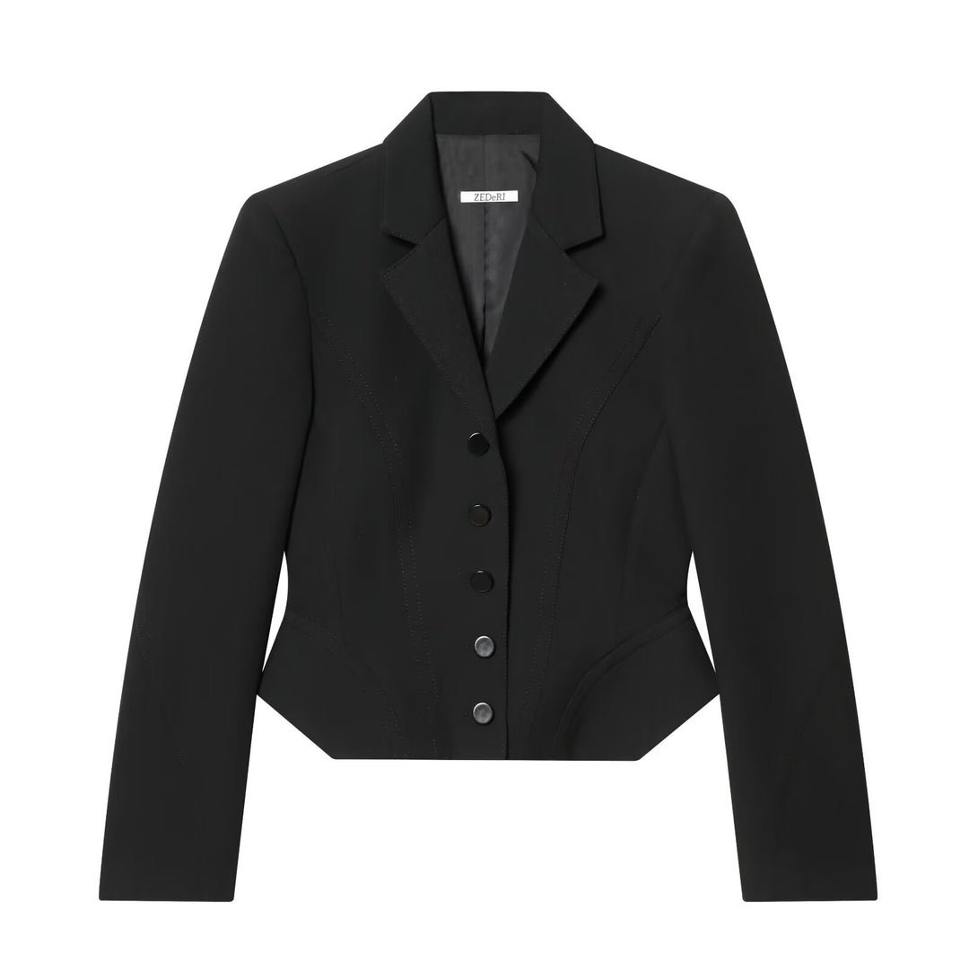 Damen Taillierter Blazer mit Korsettnähten und figurformender Taille Drune