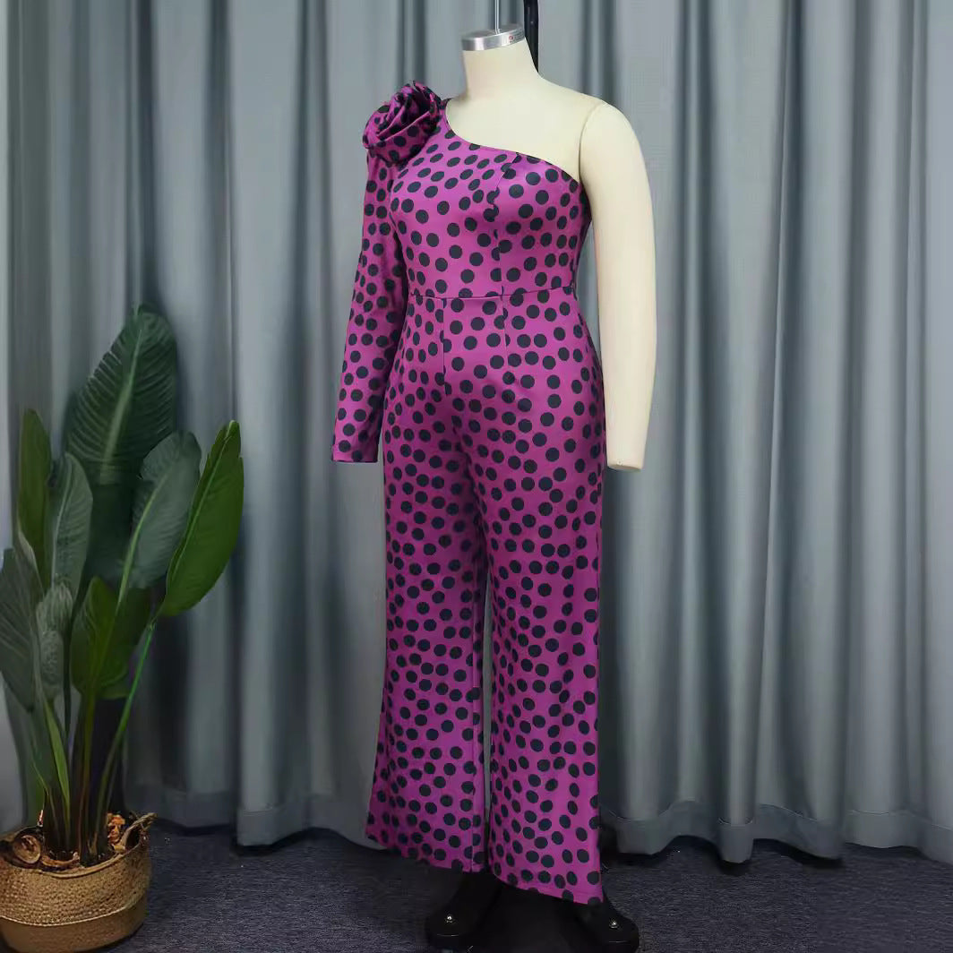 Damen Glamouröses Jumpsuit mit asymmetrischem Design und Rüschen-Detail Drune