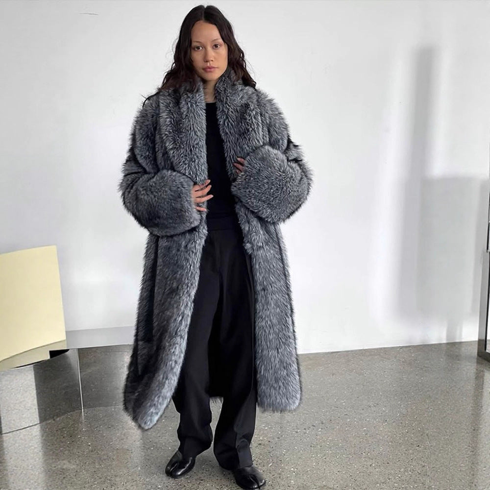 Damen Oversized Kunstfellmantel Drune