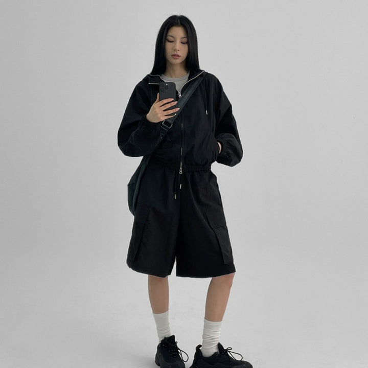 Damen Sportliche Jacke mit kurzen Hosen Drune