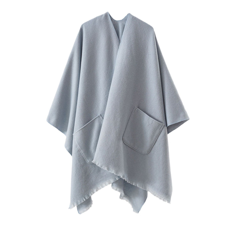 Damen Oversize-Capeponcho aus Wollmix mit Kapuze und Eingrifftaschen Drune