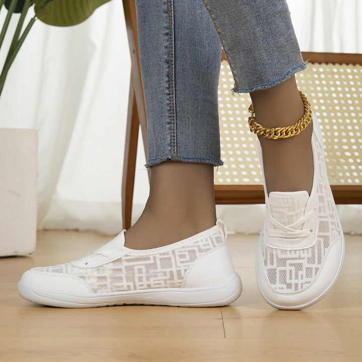 Damen leichte atmungsaktive Slip-On Sneaker mit Netzeinsatz Drune