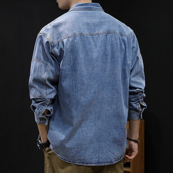 Herren lässige Denim-Hemdjacke mit praktischen Brusttaschen und modernem Schnitt Drune