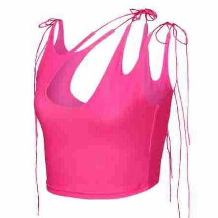 Damen Crop-Top mit einseitigem Cut-Out und trendigen Bändern Drune