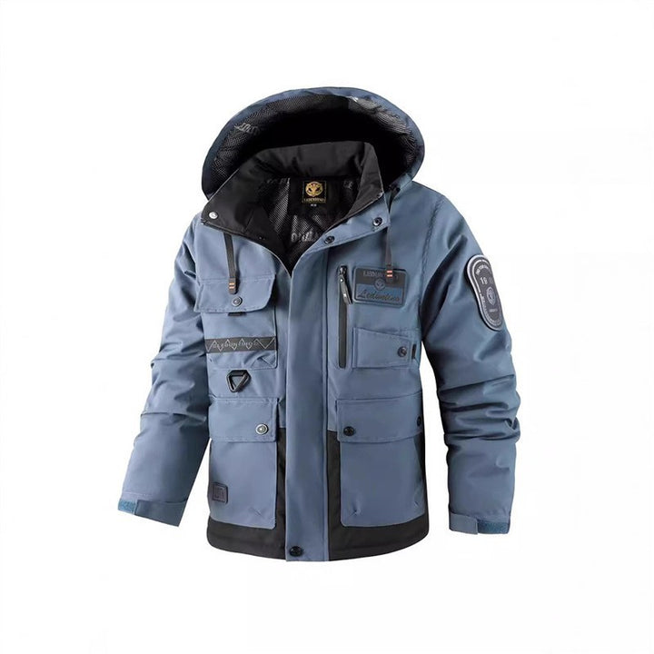 Herren Urbaner Multifunktions-Outdoorparka mit Kapuze, wasserabweisender Softshell und Multifachtaschen Drune