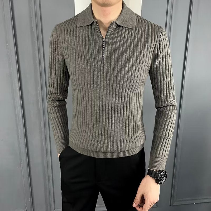 Herren Eleganter Strickpullover mit Reißverschluss Drune