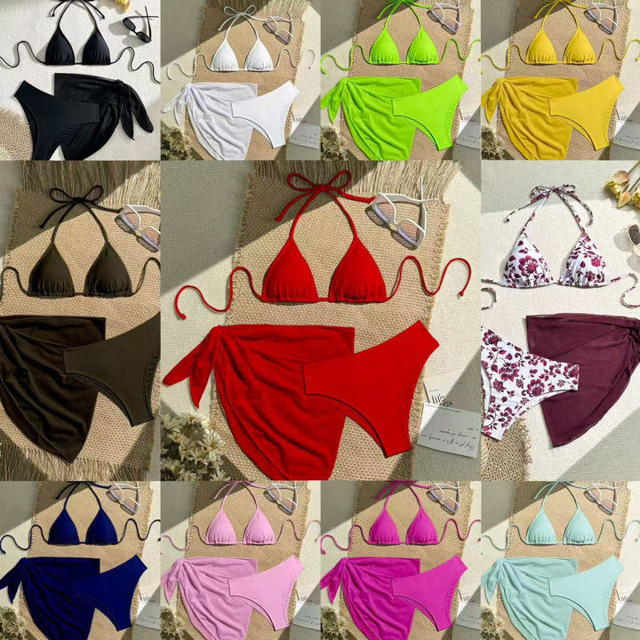 Damen Triangel-Bikini mit Wickeltuch und verstellbaren Trägern Drune