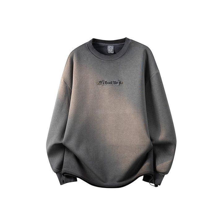Damen Oversize-Sweatshirt mit gesticktem Schriftzug, abgerundetem Saum & überschnittener Schulter Drune