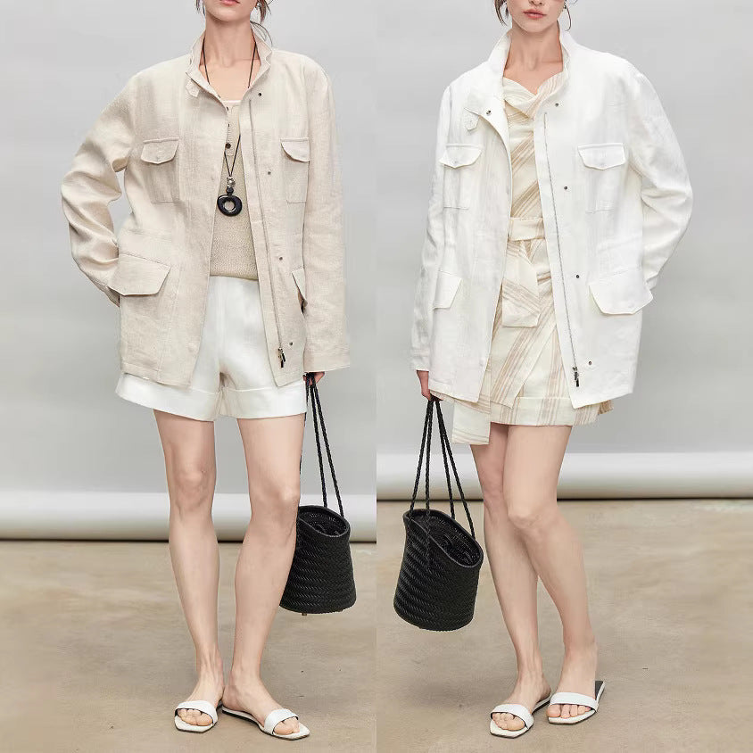 Damen Leichte und Luftige Leinenjacke Drune
