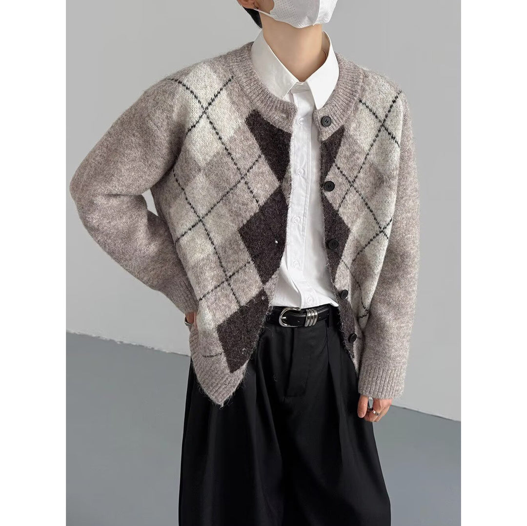Damen Grobstrickjacke mit modernem Karomuster Drune