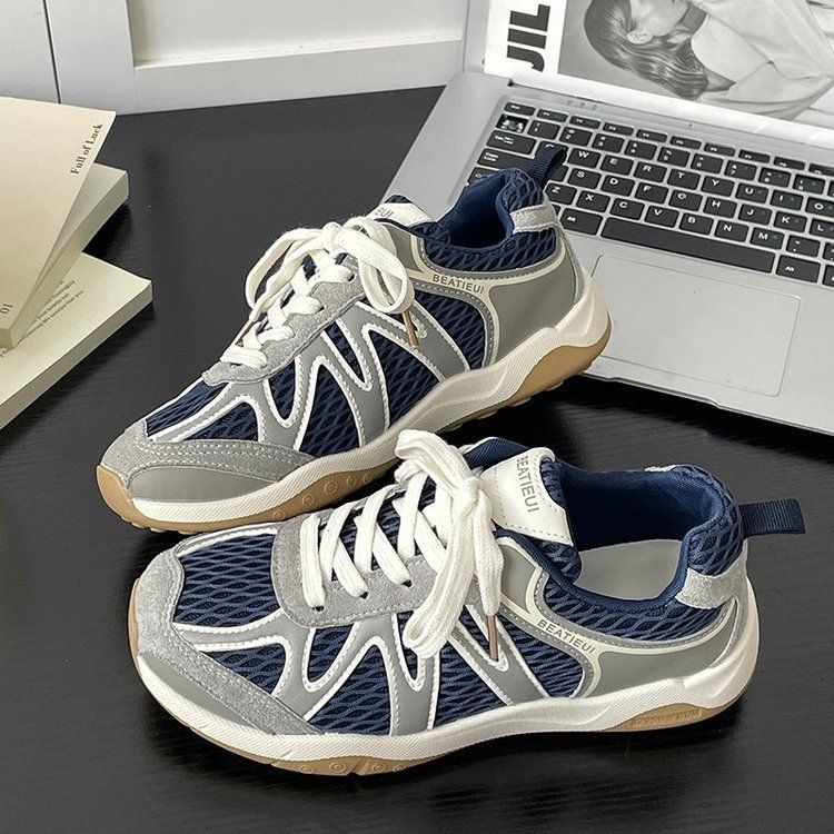 Damen Atmungsaktive Retro-Running-Sneaker mit Mesh-Obermaterial und Gumsohle Drune