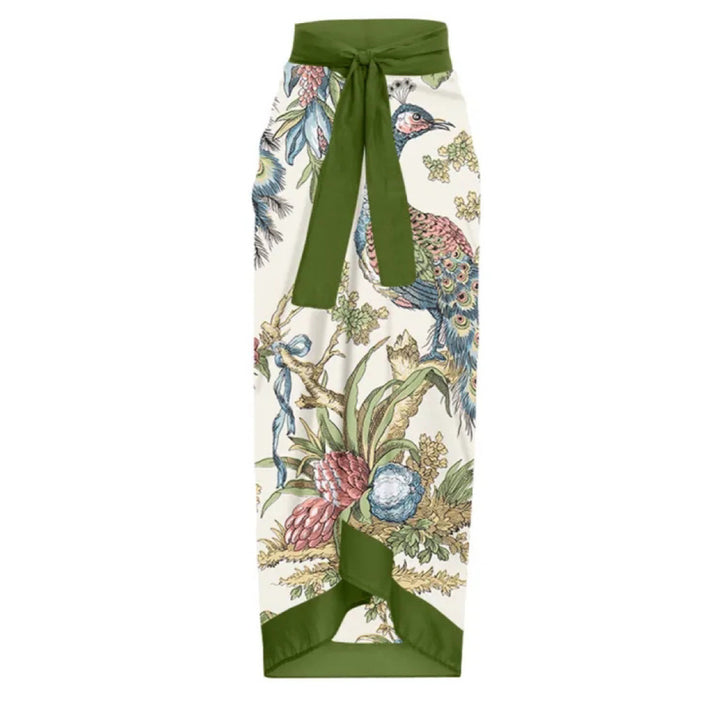 Damen Wickelrock mit floralen Motiven und eleganter Schleifen-Applikation Drune