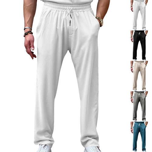 Herren nan leichte Leinenhose mit Tunnelzug, elastischem Bund und geradem Schnitt Drune