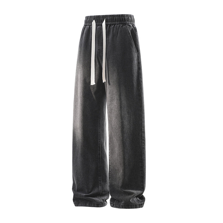 Herren Weite Denim-Freizeithose mit elastischem Bund, Tunnelzug & relaxed Baggy‑Silhouette Drune