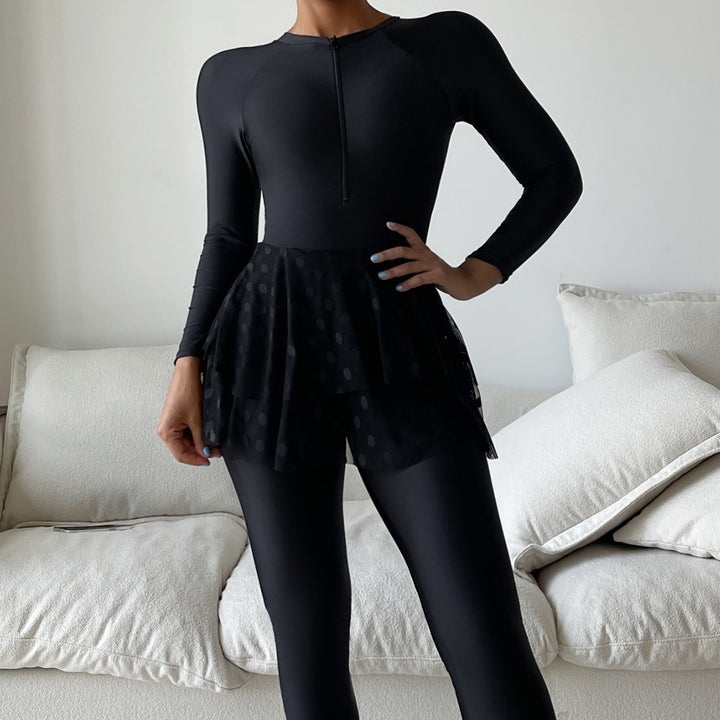Damen Sportlicher Schwimmanzug mit schwingendem Rock Drune