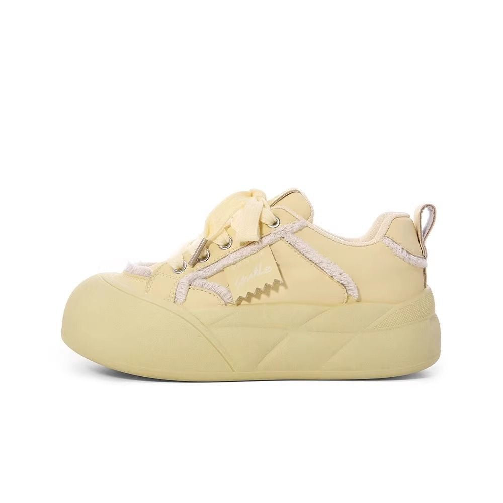 Damen Plateausneaker mit Plüschbesatz, weich gepolsterter Innensohle und skulpturierter Sohle Drune