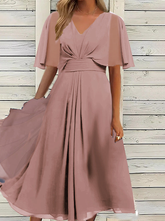Drune | V-Ausschnitt Taille Swing Kleid