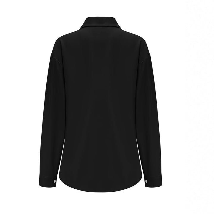 Damen Oversize-Hemdbluse mit Pattentaschen, durchgehender Knopfleiste und umgeschlagenen Ärmeln Drune