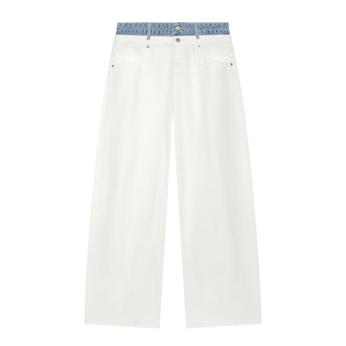 Damen Cropped-Jeans mit weitem Bein und kontrastierendem Bund Drune